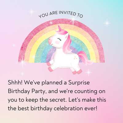 Surprise Birthday Party Video Invitation Messages for Whatsapp