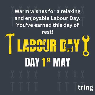 Warm wishes for a relaxing and enjoyable Labour Day. You've earned this day of rest!