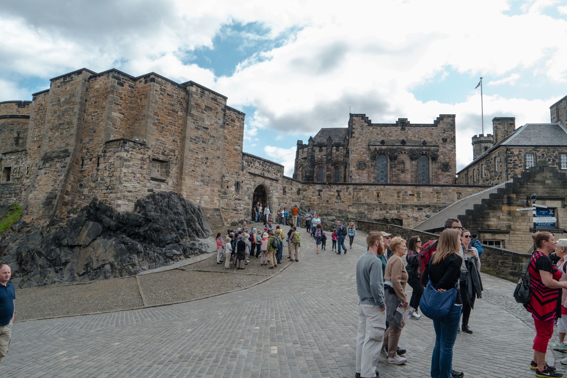 At Edinburgh Castle, looking toward Foog's Gate and the Scottish National War Memorial