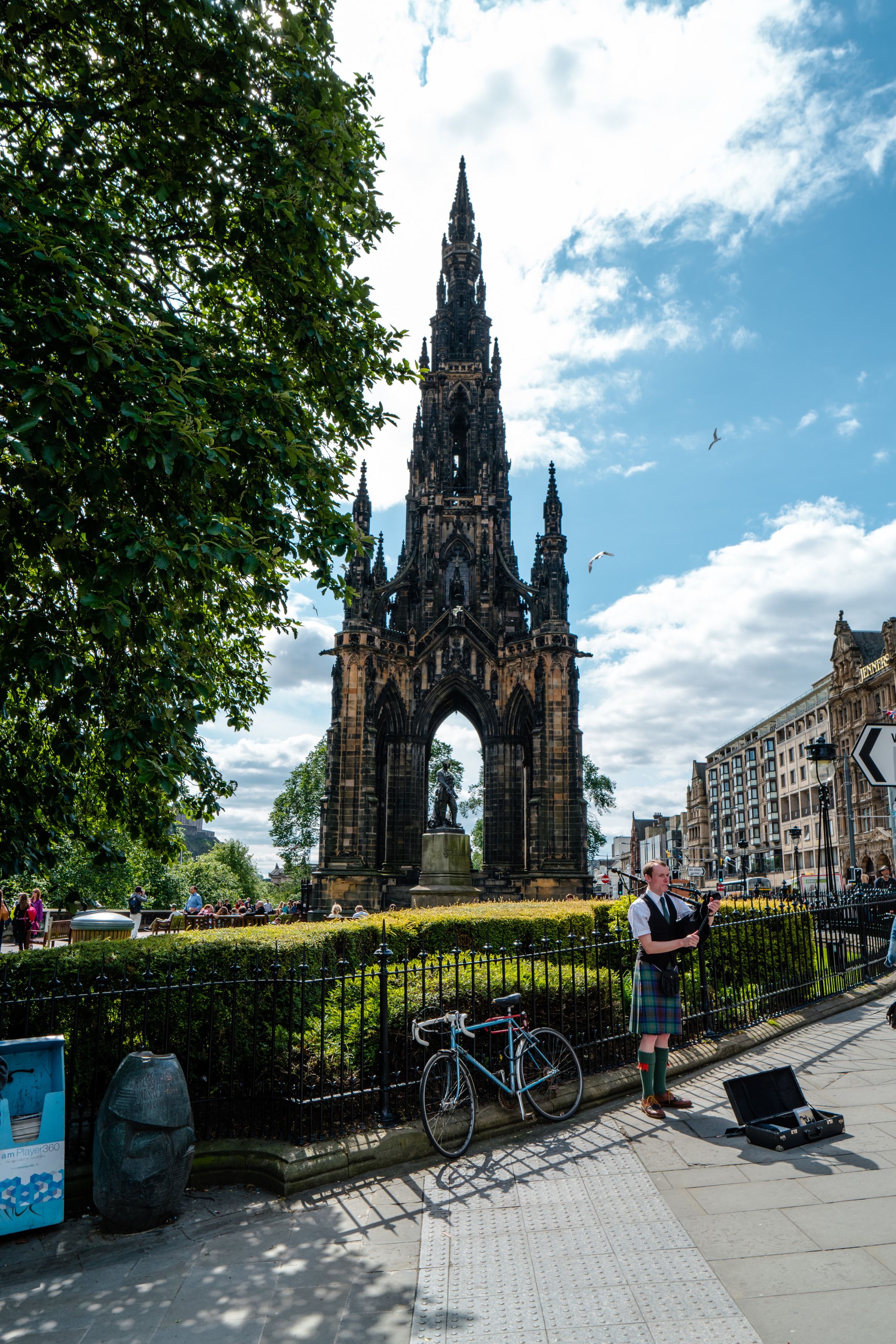 The Sir Walter Scott Monument... and a bagpiper. The views from atop the monument are well worth the small fee to enter, though I don't not recommend ascending the narrow staircases if you are claustrophobic.