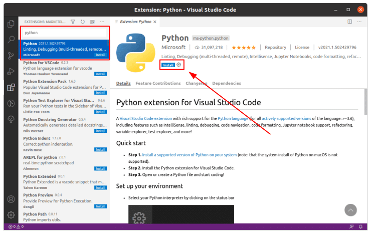 how to update python in visual studio code