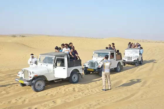 People enjoying Jeep Safari Ride in Desert