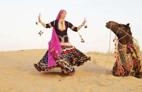 People Dancing with Performing Kalbelia Dance group at Desert camp in Jaisalmer