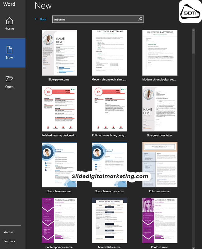 template cv word