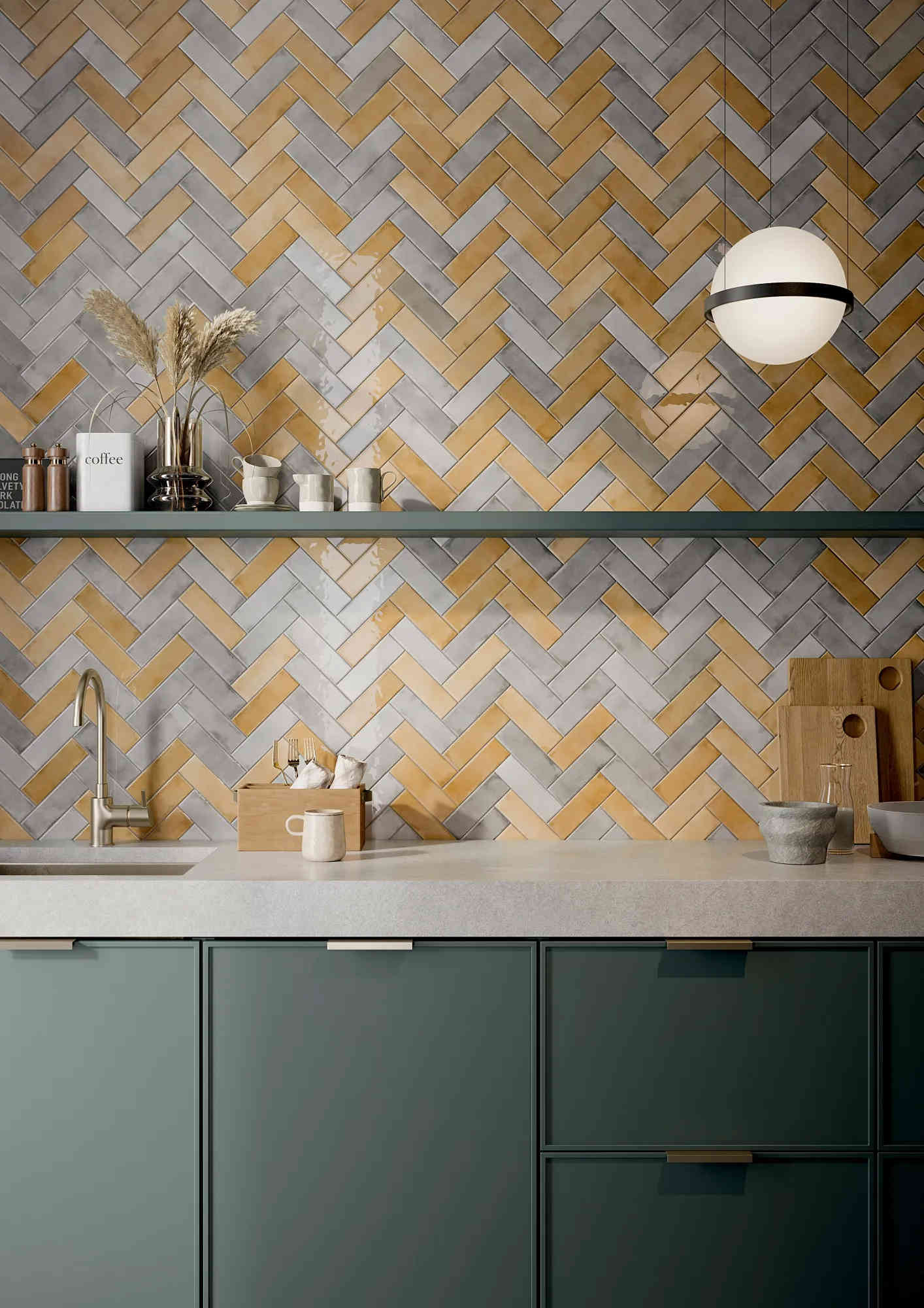 Local Tile Co. La Fabbrica  Small Ocher Grey Kitchen.