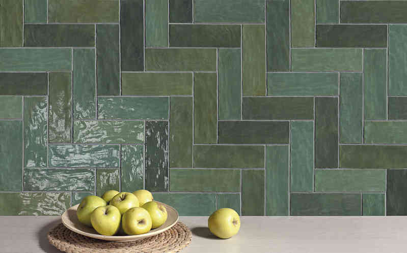 Local Tile + Co Peronda Riad Green Vertical Herringbone