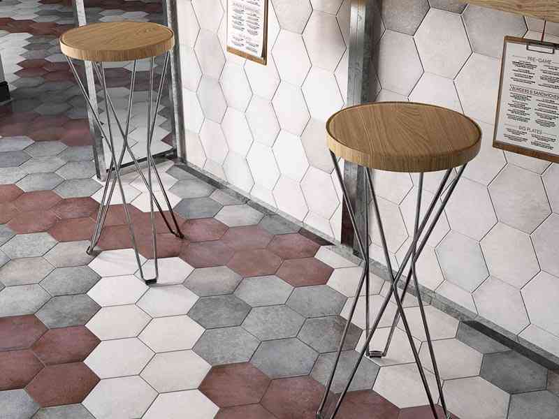 Local Tile + Co Equipe Hexagon Heritage Snow Shadow Wine