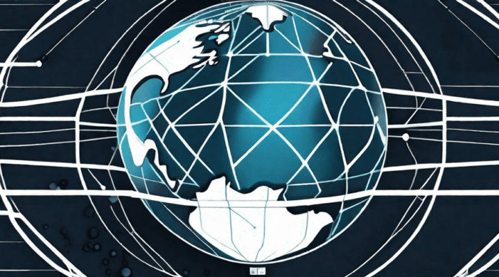 A digital globe with various geographical features