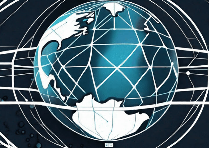 A digital globe with various geographical features