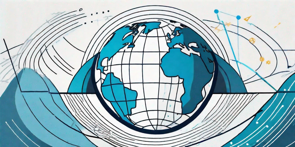 A globe with various climatic patterns and symbols