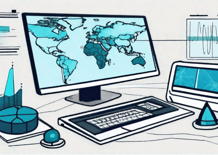 A computer screen displaying a geospatial database with various geographical features and data points