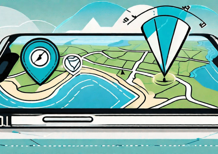 A smartphone displaying a detailed vector map
