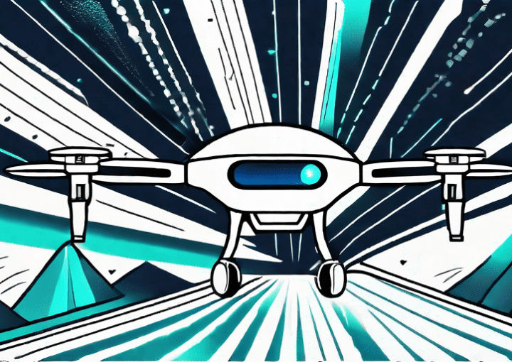 A drone equipped with a lidar system flying over a landscape