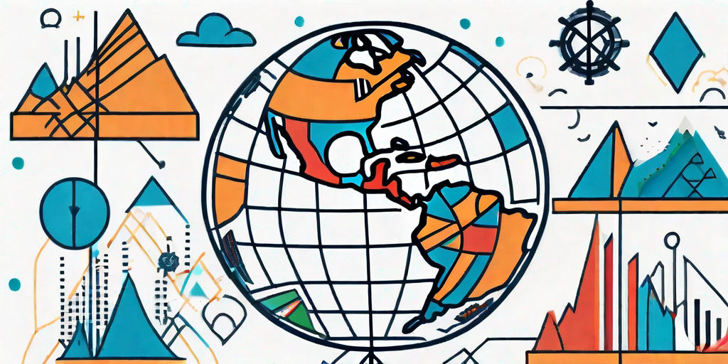 A globe with various symbols of different cultures