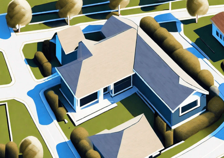 A drone flying over a residential property