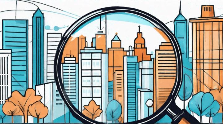 A flourishing cityscape with various franchise buildings highlighted