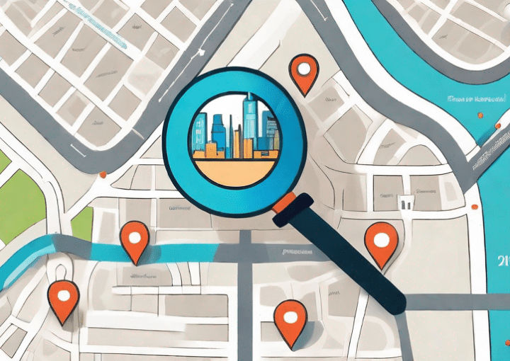 A map with various location pins symbolizing potential franchise locations