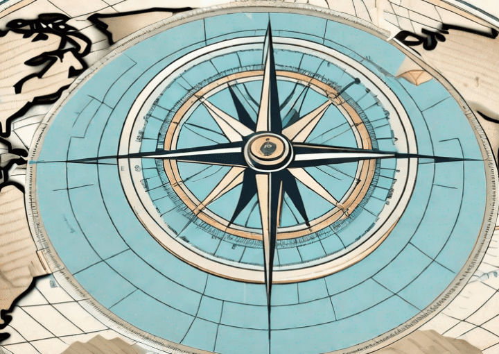 A vintage compass resting on an intricate map