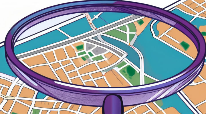 A magnifying glass hovering over a detailed