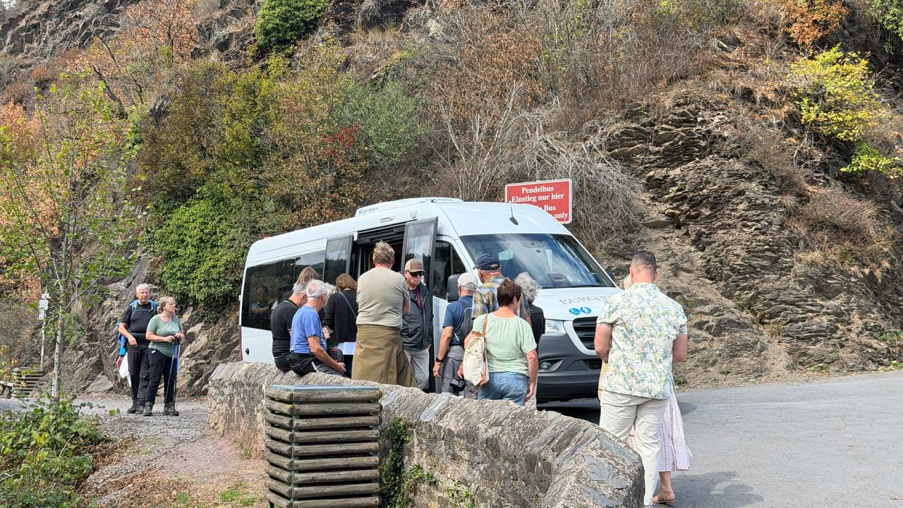 The Burg Eltz shuttle bus waiting at the car park