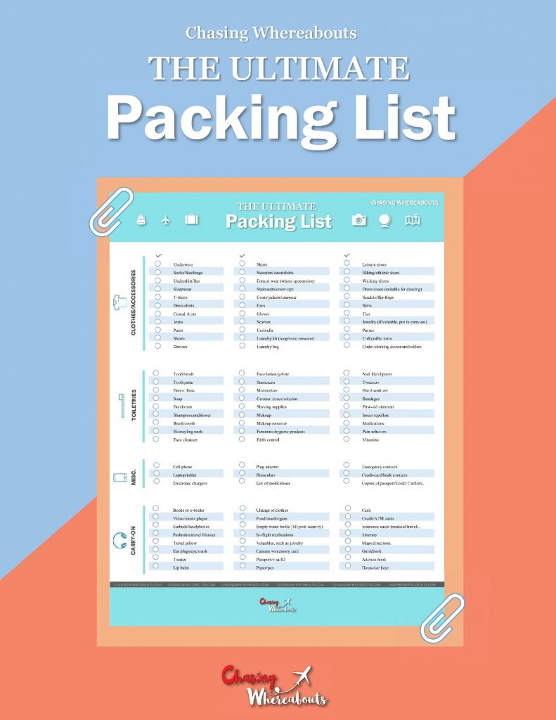 Travel Packing List Promo Chasing Whereabouts