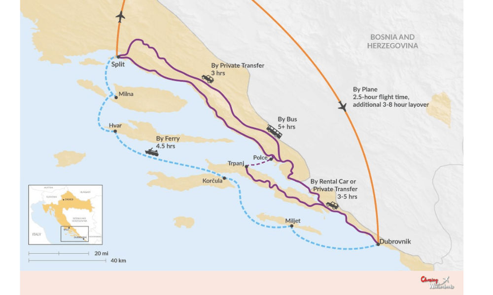 Dubrovnik To Split Map