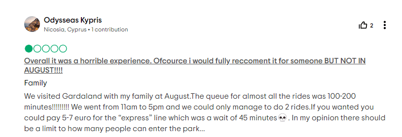 Honest Review of Gardaland Amusement Park - Negative Reviews
