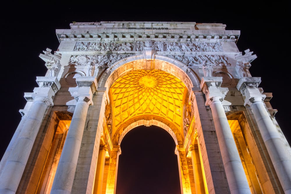 Victory Arch At Night In Genoa