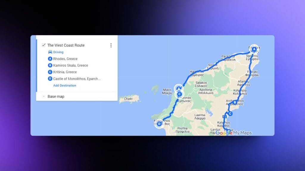 Road Trip in Rhodes Greece : My rental Car Itinerary - The West Coast Route