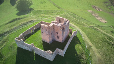 Aerial photo of Auchindoun Castle