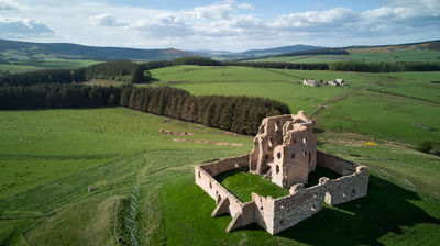 Aerial photo of Auchindoun Castle