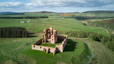 Aerial photo of Auchindoun Castle