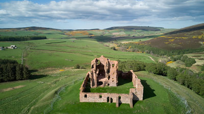 Aerial photo of Auchindoun Castle