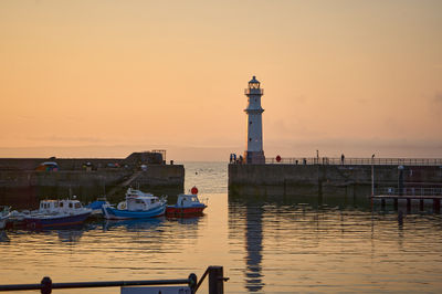 Sunset at Newhaven Harbour and the lighthouse