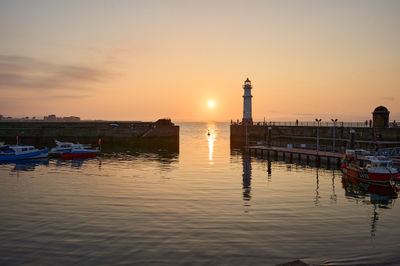 Sunset at Newhaven Harbour and the lighthouse