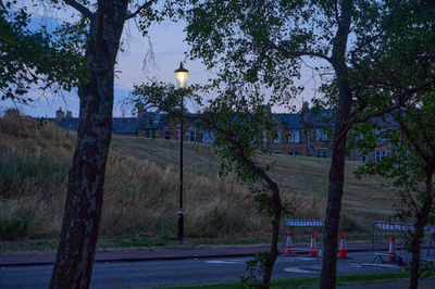 Lamppost in Holyrood Park. Twilight  in Edinburgh