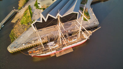 Tall Ship Glenlee berthed at Riverside Museum, Glasgow