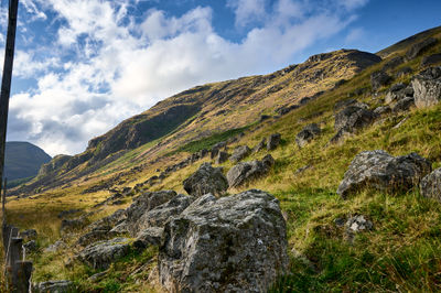 Big rocks on a slope of a Scottish mountain in Glen Doll