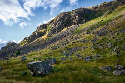 Rocks on a slope of a Scottish mountain