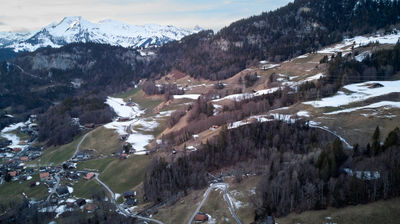 An alpine village from the air