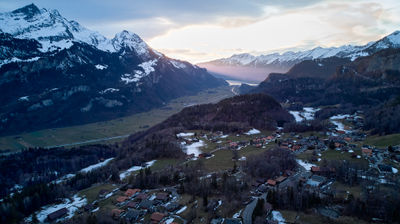 Sunset over an alpine valley