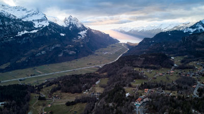 Sunset over an alpine valley