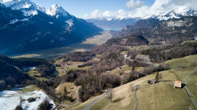 An alpine village from the air