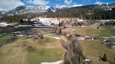 An alpine village from the air