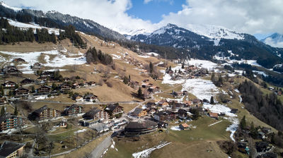 An alpine village from the air