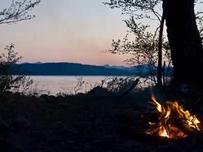 Camping on Loch Rannoch in summer