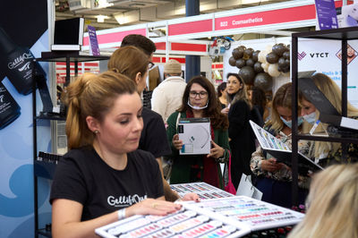 shopping exhibition woman education stock school