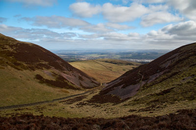 Pentland hills - green hills near Edinburgh in sunny day