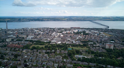 River Tay from over Dundee. Tay bridges