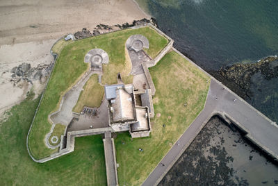 Aerial photo of Broughty Castle - old casle near the seaside